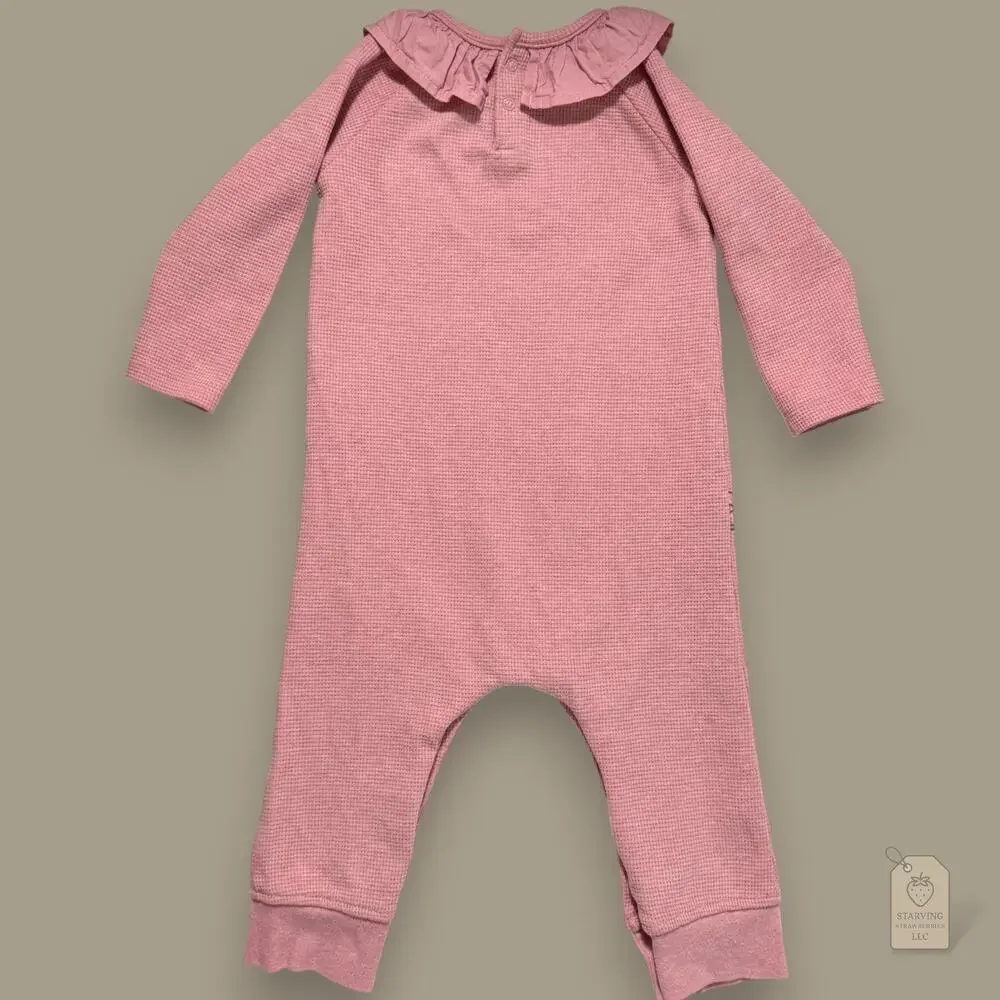 Disney Baby Mickey & Minnie Waffle Knit Romper Pink 24M Long Sleeve